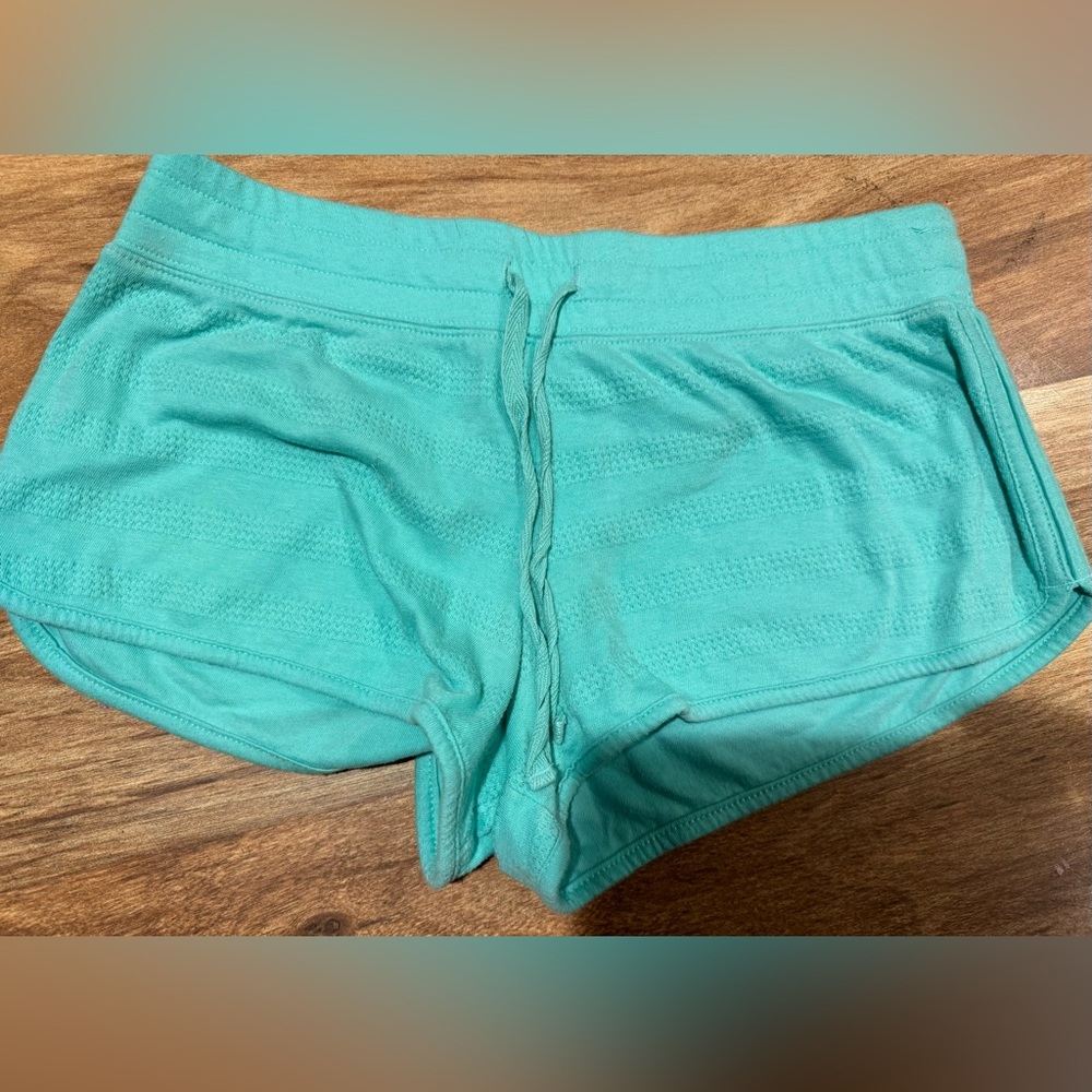 Teal cotton lounge shorts.